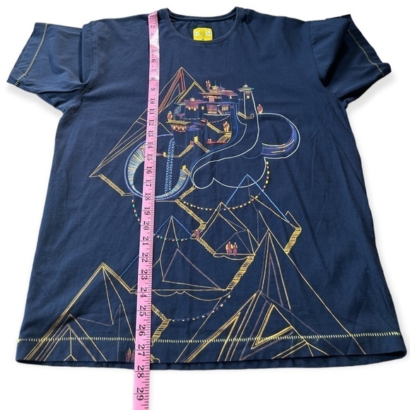 The Play Clan Men’s Stitched Embroidered Stairway Navy Graphic T-Shirt, Size XL - Picture 10 of 10